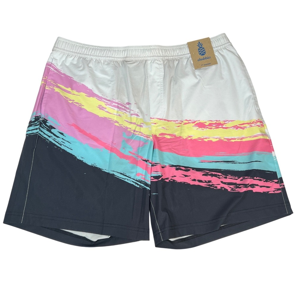 Chubbies Athlounger Shorts Mens XL White The Water Cups 7" Inseam New